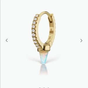 Maria Tash 8mm Single Spike Eternity Ring. Opal. Yellow Gold.
